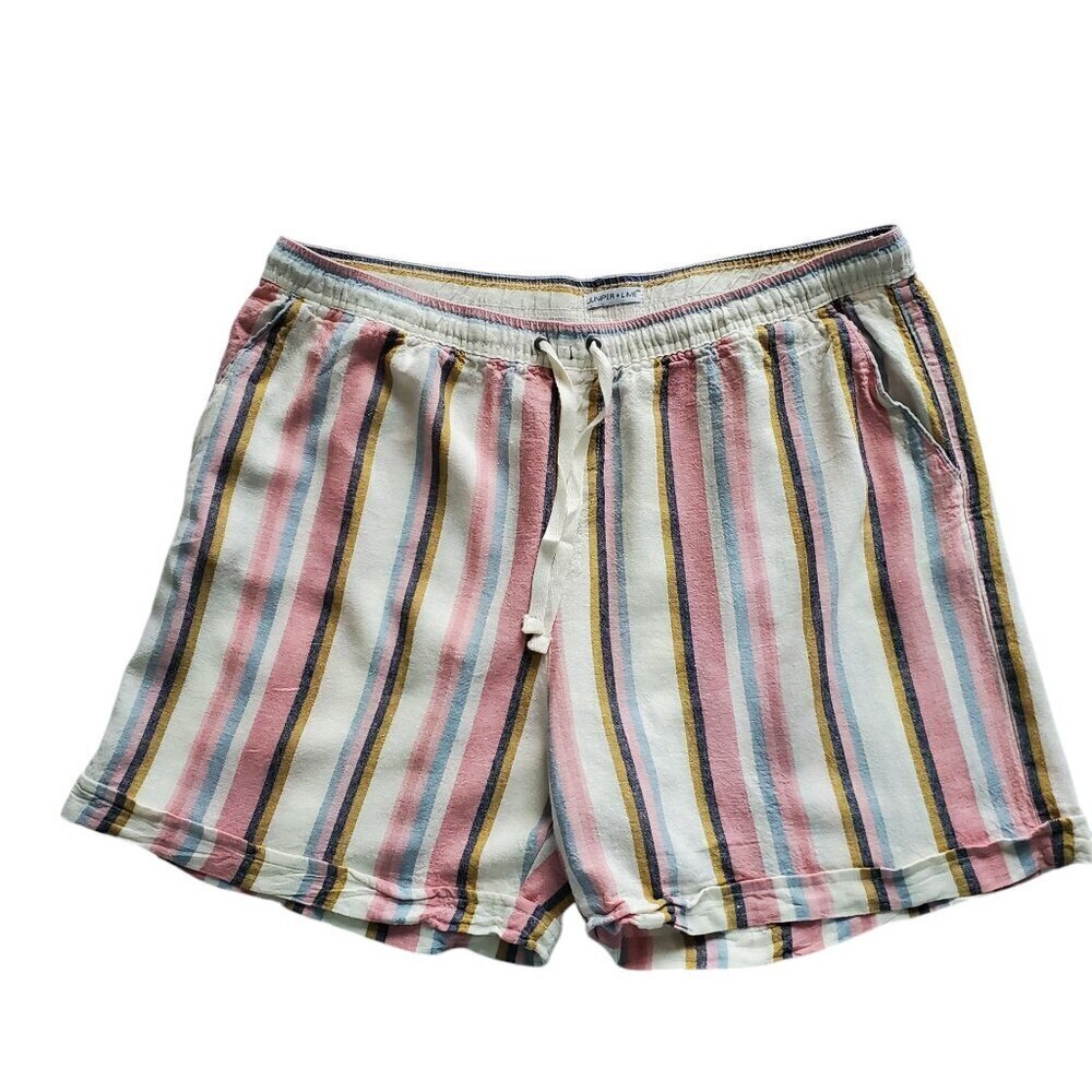 PLUS SIZE MULTICOLOR LINEN SHORTS 1X